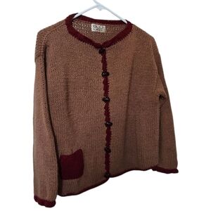 Vintage Rico Brown And Red Cardigan Sweater Size M/L